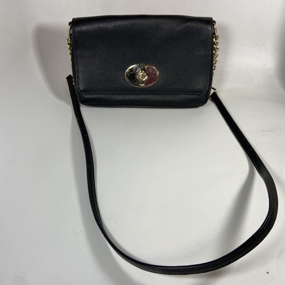 Coach Crosstown Black Polished Pebbled Leather Turnlock Crossbody 53083